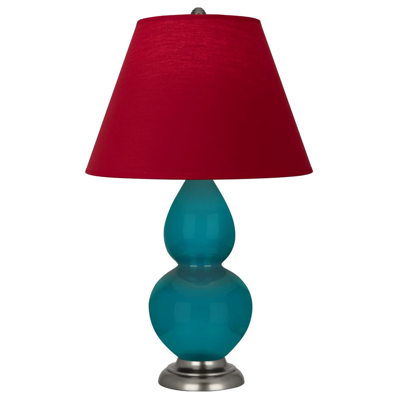 Robert Abbey 1773R One Light Accent Lamp, Peacock Glazed Ceramic w/Antique Silver