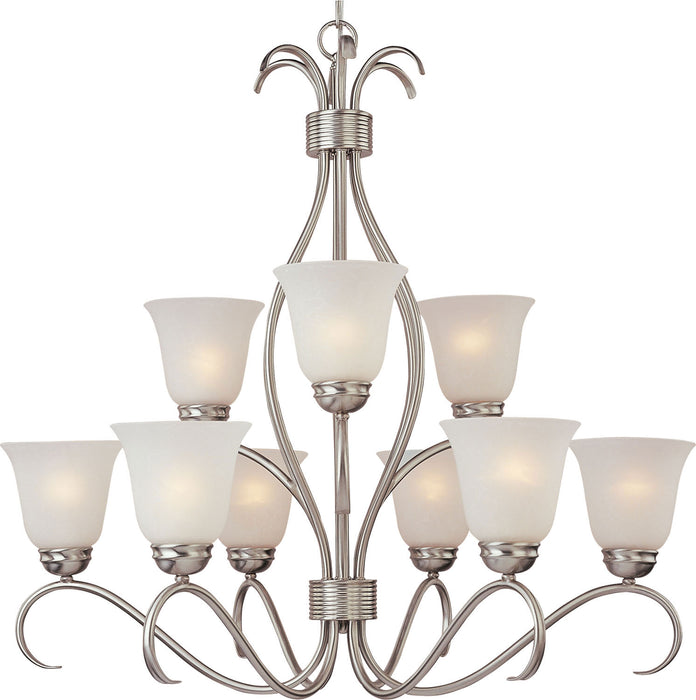 Maxim 10128ICSN Nine Light Chandelier, Satin Nickel