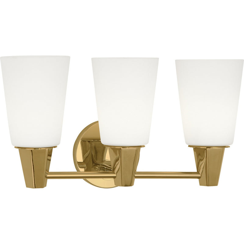 Robert Abbey 256F Three Light Wall Sconce, Modern Brass