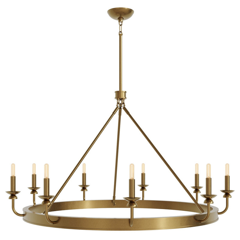 Robert Abbey 270 Nine Light Chandelier, Lacquered Burnished Brass