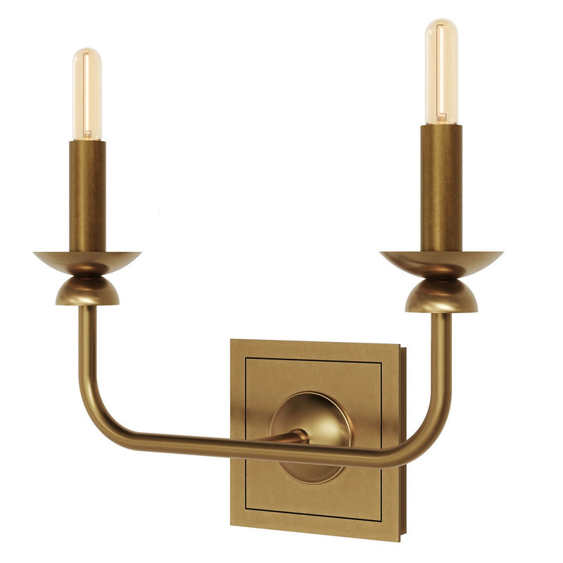 Robert Abbey 274 Two Light Wall Sconce, Lacquered Burnished Brass