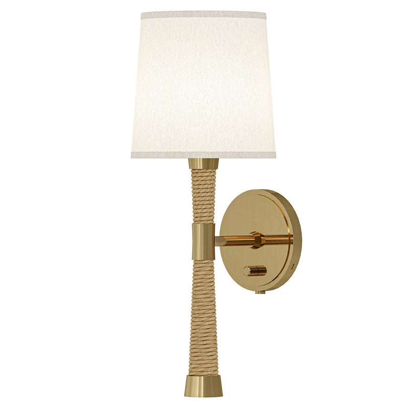 Robert Abbey 450 One Light Wall Sconce, Natural Rope w/Modern Brass