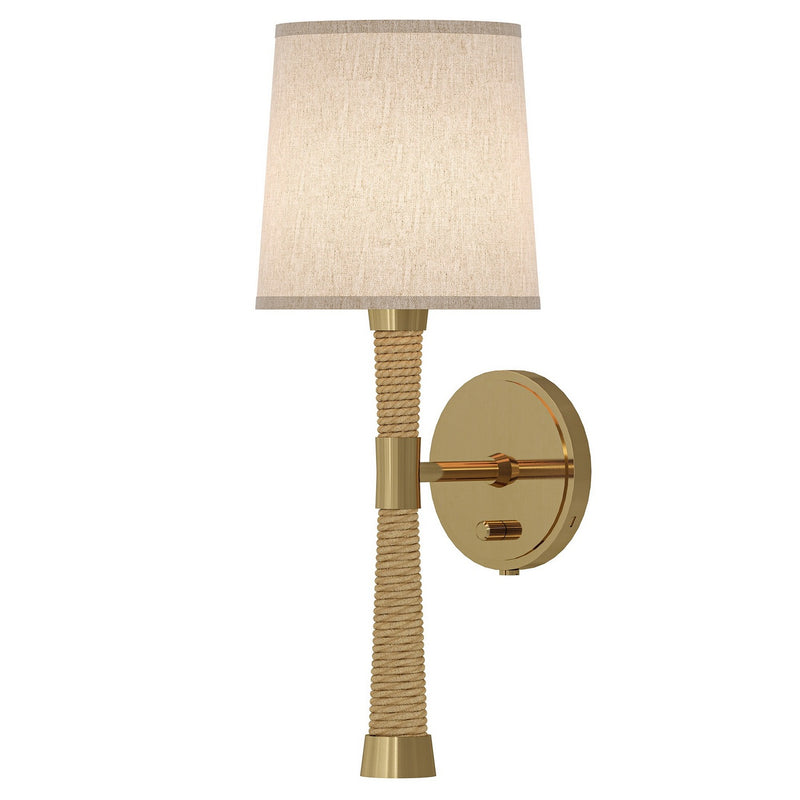 Robert Abbey 450X One Light Wall Sconce, Natural Rope w/Modern Brass