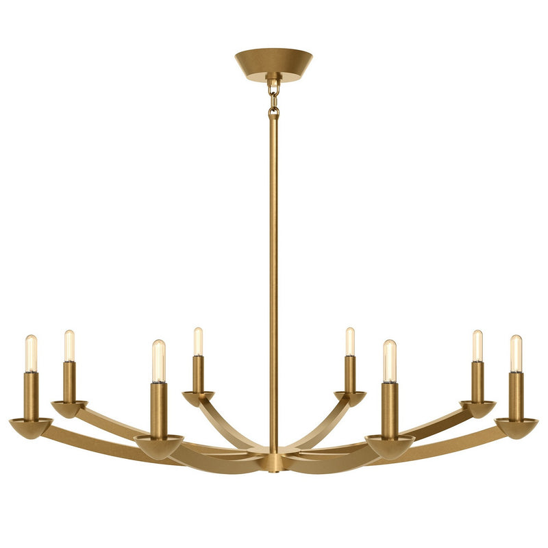 Robert Abbey 2953 Eight Light Chandelier, Lacquered Burnished Brass