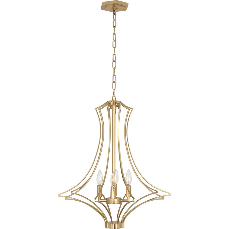 Robert Abbey 467 Four Light Chandelier, Modern Brass