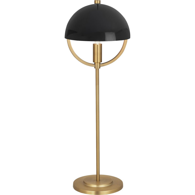 Robert Abbey 600BLK One Light Table Lamp, Lacquered Burnished Brass w/Piano Black Painted