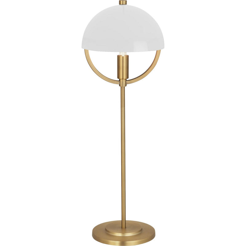 Robert Abbey 600WHT One Light Table Lamp, Lacquered Burnished Brass w/White Painted