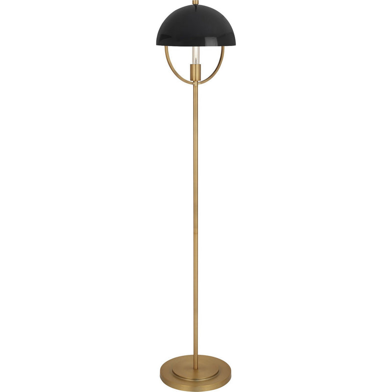 Robert Abbey 601BLK One Light Floor Lamp, Lacquered Burnished Brass w/Smoked