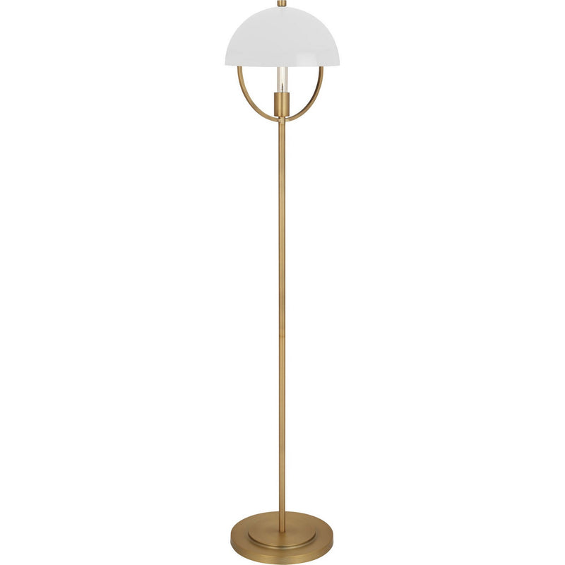 Robert Abbey 601WHT One Light Floor Lamp, Lacquered Burnished Brass w/Smoked