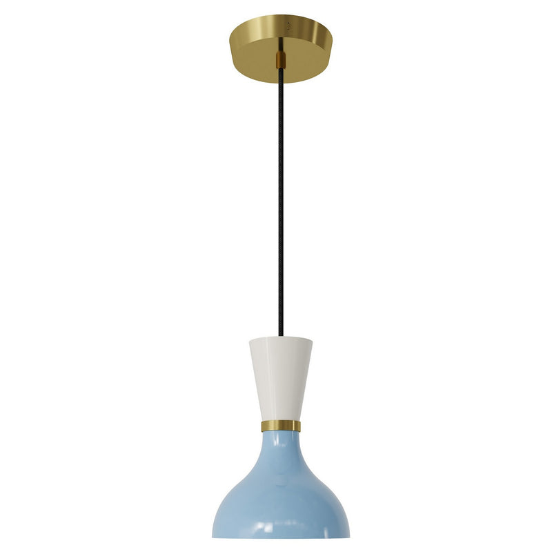Robert Abbey BB01LY One Light Pendant, Modern Brass w/Baby Blue, Lily Painted