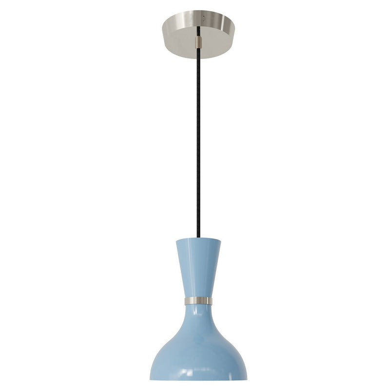 Robert Abbey BB02BB One Light Pendant, Polished Nickel w/Baby Blue Painted