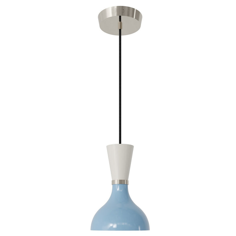Robert Abbey BB02LY One Light Pendant, Polished Nickel w/Baby Blue, Lily Painted