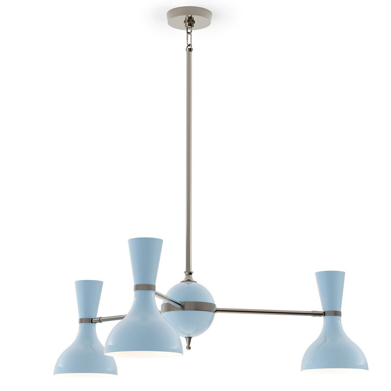Robert Abbey BB04BB Three Light Chandelier, Polished Nickel w/Baby Blue Painted