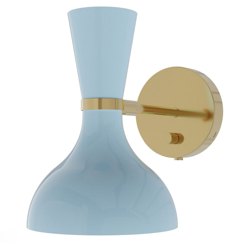 Robert Abbey BB05BB One Light Wall Sconce, Modern Brass w/Baby Blue Painted