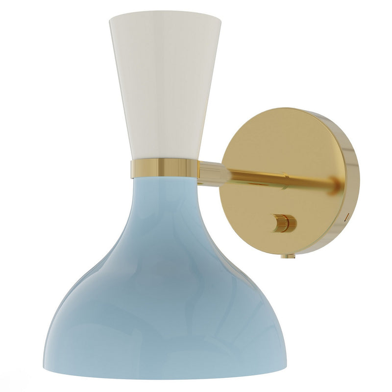 Robert Abbey BB05LY One Light Wall Sconce, Modern Brass w/Baby Blue, Lily Painted