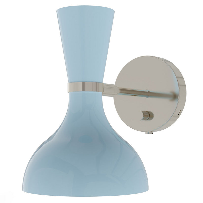 Robert Abbey BB06BB One Light Wall Sconce, Polished Nickel w/Baby Blue Painted