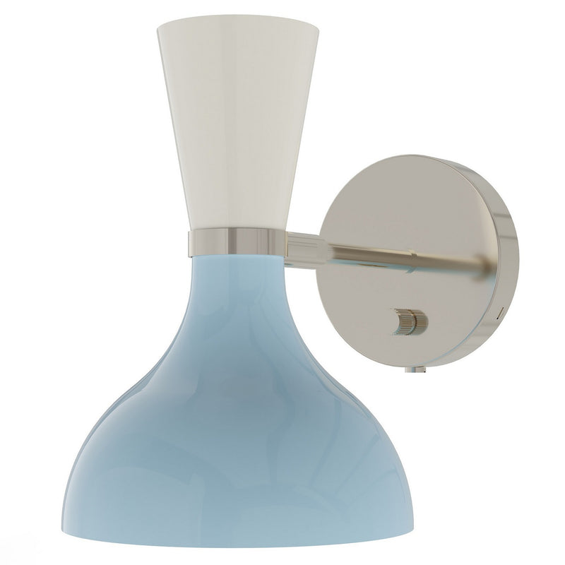 Robert Abbey BB06LY One Light Wall Sconce, Polished Nickel w/Baby Blue, Lily Painted
