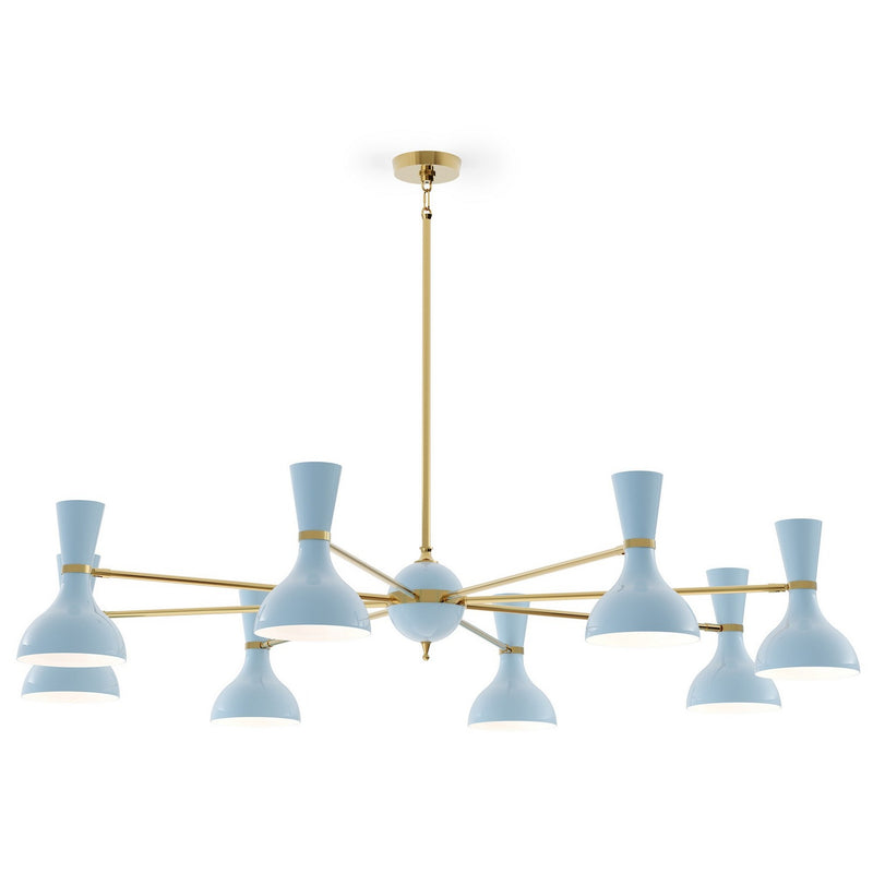 Robert Abbey BB08BB Eight Light Chandelier, Modern Brass w/Baby Blue Painted