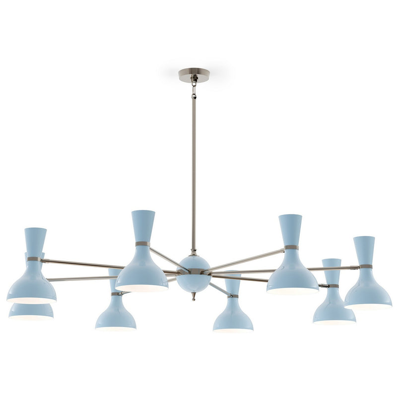 Robert Abbey BB09BB Eight Light Chandelier, Polished Nickel w/Baby Blue Painted