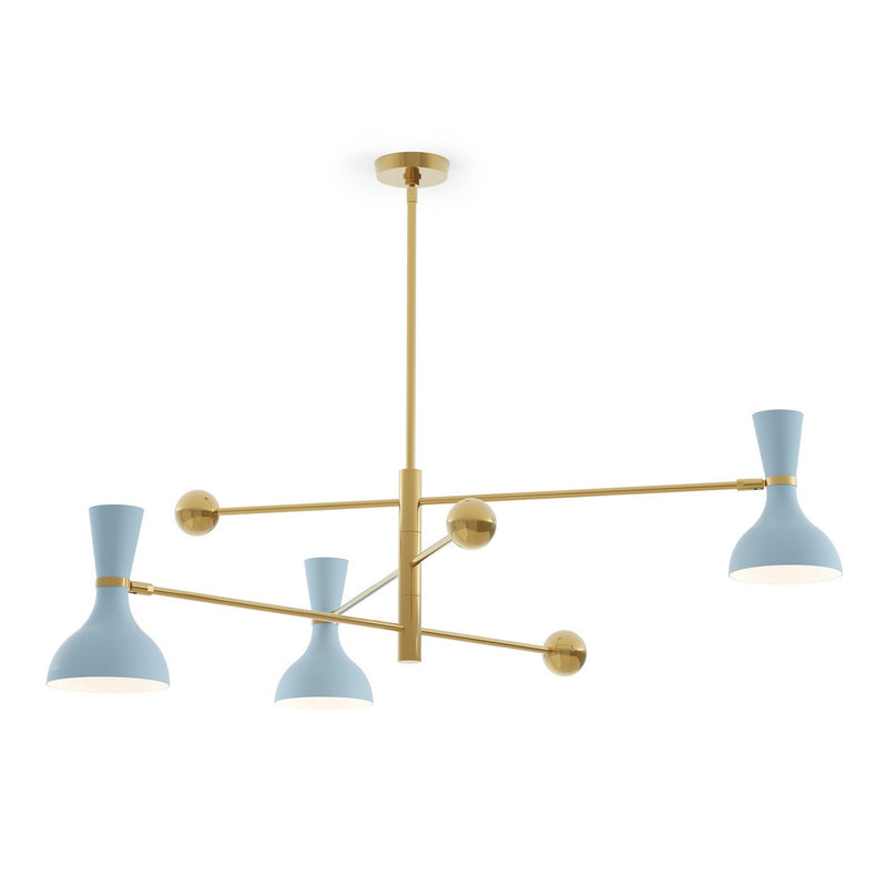 Robert Abbey BB10BB Three Light Pendant, Modern Brass w/Baby Blue Painted