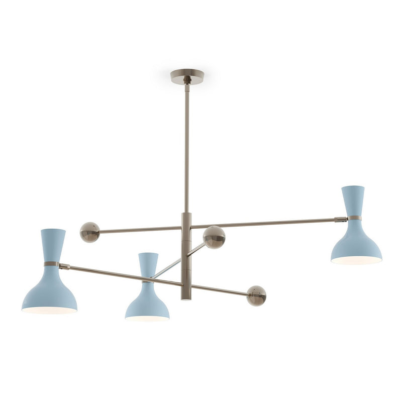 Robert Abbey BB11BB Three Light Pendant, Polished Nickel w/Baby BluePainted