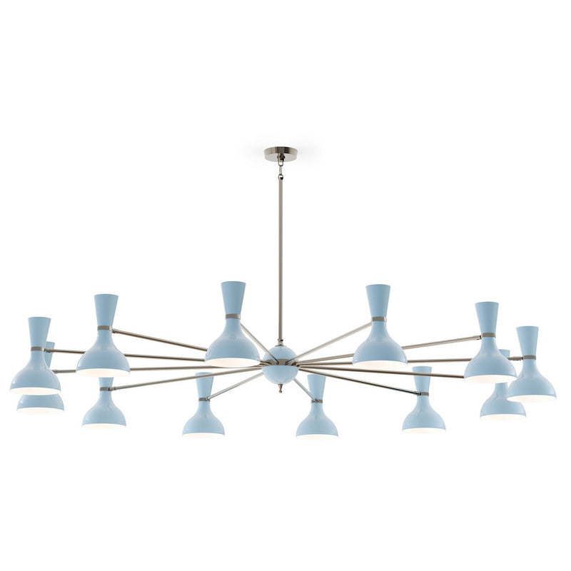 Robert Abbey BB13BB 12 Light Chandelier, Polished Nickel w/Baby Blue Painted