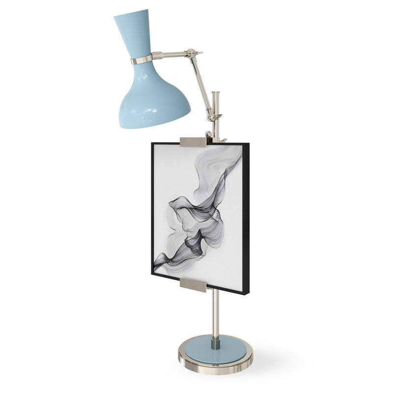 Robert Abbey BB15BB One Light Table Easel, Polished Nickel w/Baby Blue Painted