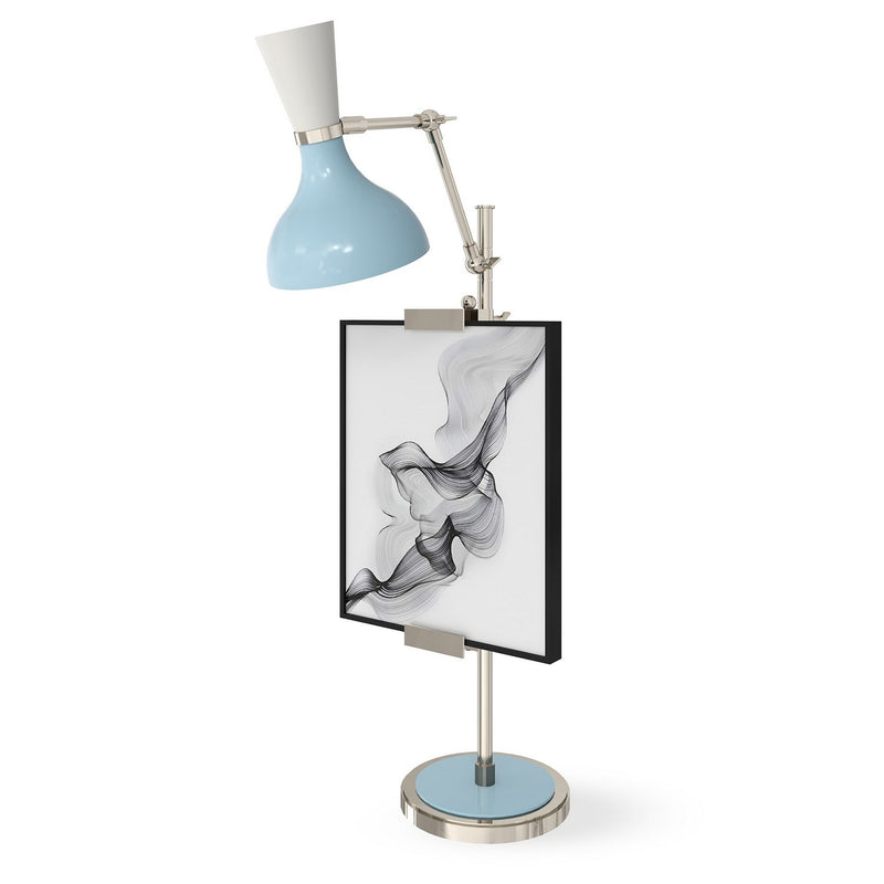Robert Abbey BB15LY One Light Table Easel, Polished Nickel w/Baby Blue, Lily Painted