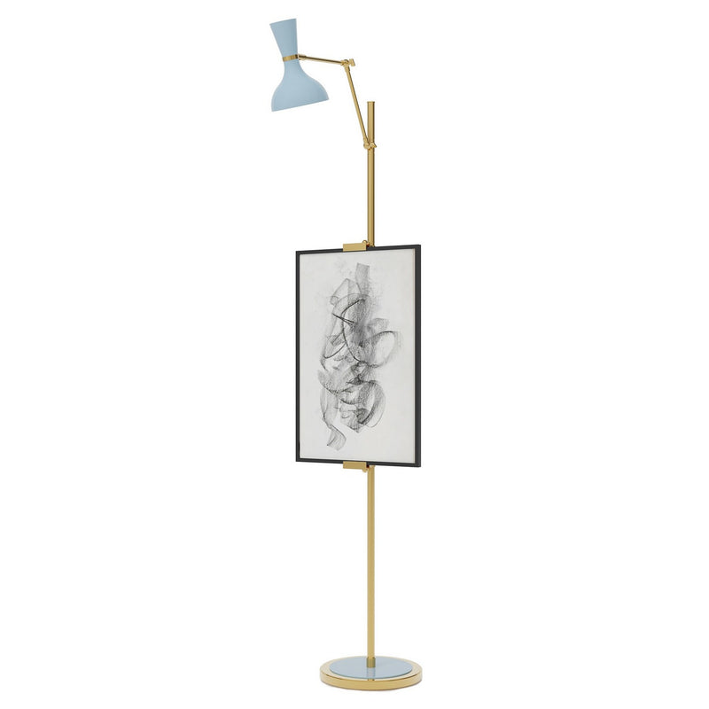 Robert Abbey BB16BB One Light Floor Easel, Modern Brass w/Baby Blue Painted
