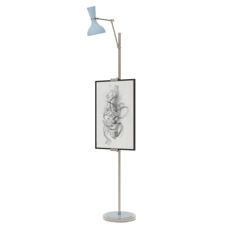 Robert Abbey BB17BB One Light Floor Easel, Polished Nickel w/Baby Blue Painted