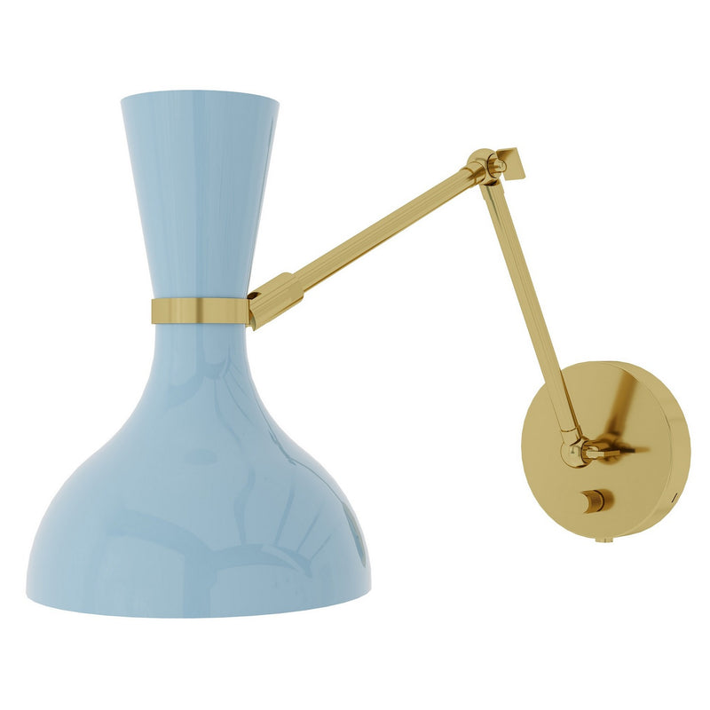 Robert Abbey BB18BB One Light Wall Sconce, Modern Brass w/Baby Blue Painted