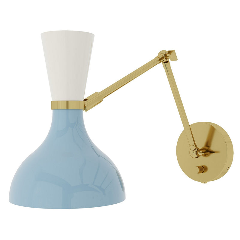 Robert Abbey BB18LY One Light Wall Sconce, Modern Brass w/Baby Blue, Lily Painted
