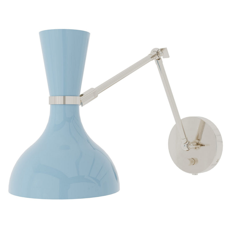 Robert Abbey BB19BB One Light Wall Sconce, Polished Nickel w/Baby Blue Painted