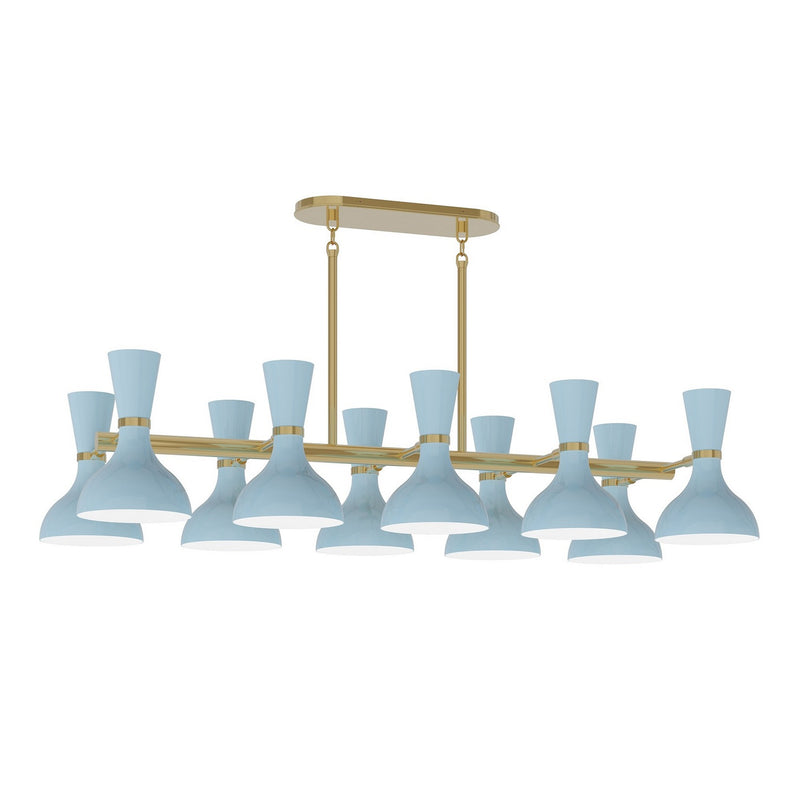 Robert Abbey BB20BB Ten Light Chandelier, Modern Brass w/Baby Blue Painted