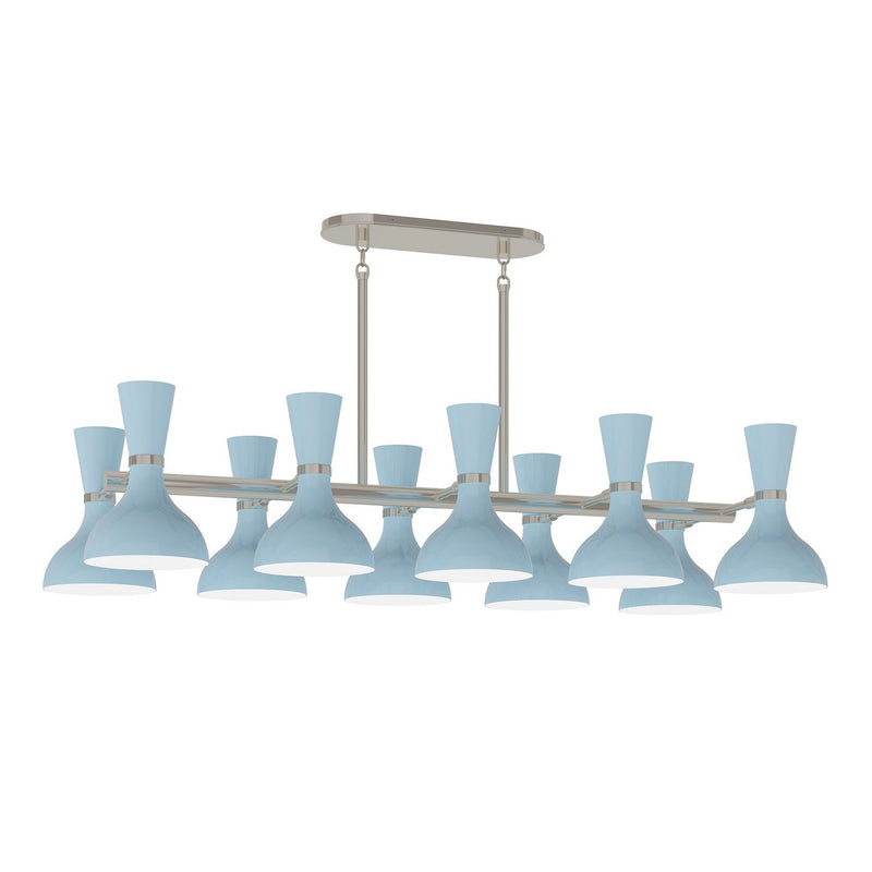 Robert Abbey BB21BB Ten Light Chandelier, Polished Nickel w/Baby Blue Painted