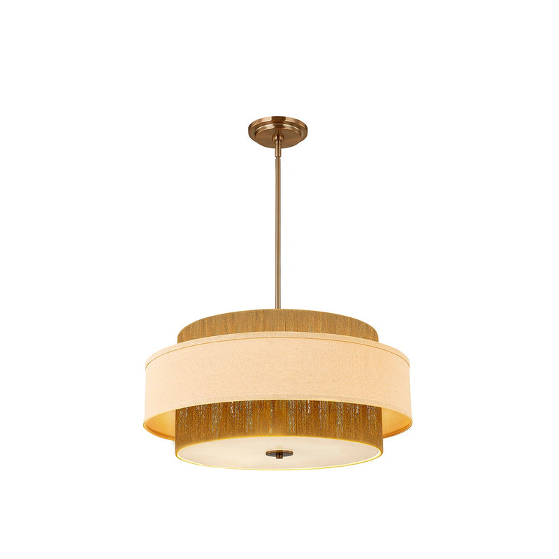 Justice Designs FAB-9022-CREM-BRSS Five Light Pendant, Brushed Brass