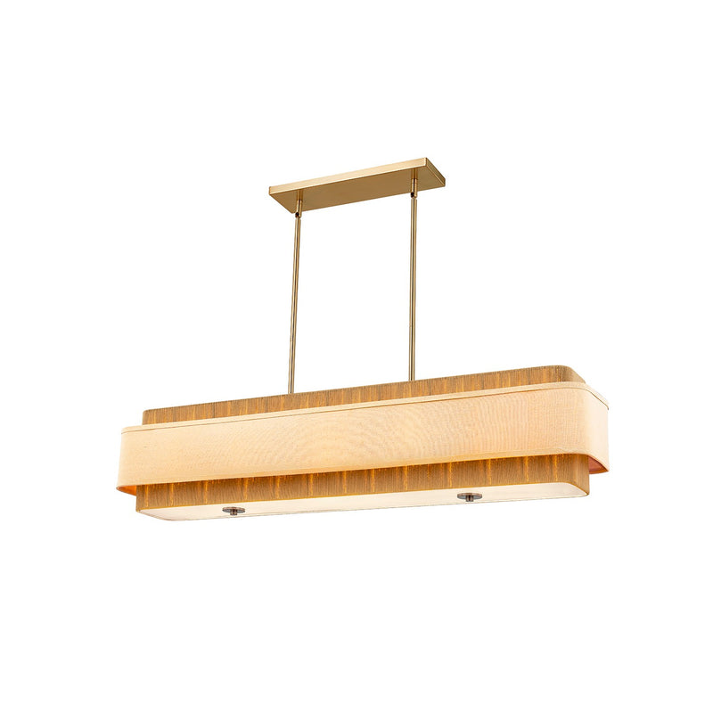 Justice Designs FAB-9025-CREM-BRSS Five Light Linear Pendant, Brushed Brass