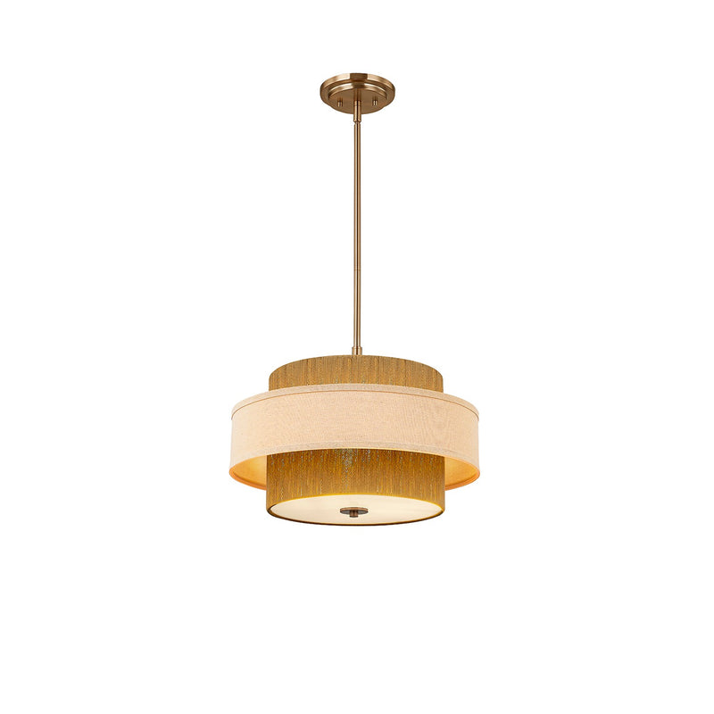 Justice Designs FAB-9027-CREM-BRSS Three Light Pendant, Brushed Brass