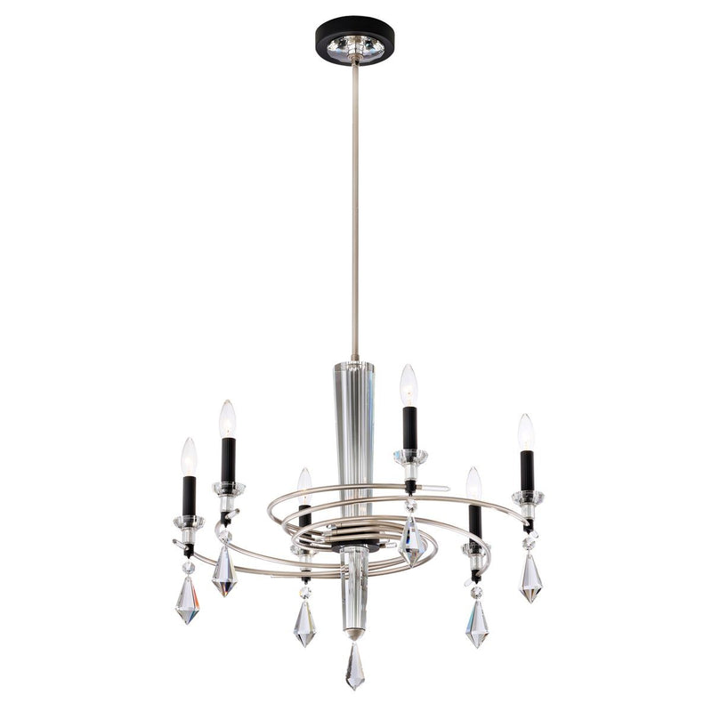 Schonbek S5606-709/18R Six Light Chandelier, Soft Gold/Black