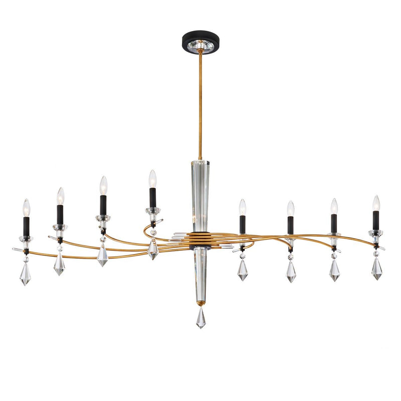 Schonbek S5608-710/18R Eight Light Chandelier, Soft Silver/Black
