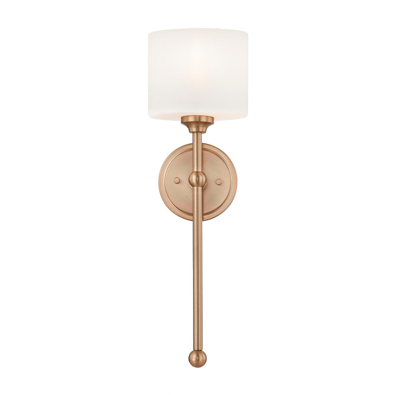 Justice Designs FSN-4331-OPAL-BRSS One Light Wall Sconce, Brushed Brass
