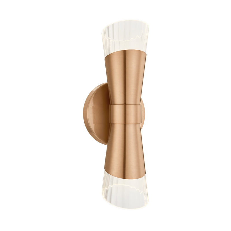Justice Designs FSN-8002-CLFT-BRSS LED Wall Sconce, Brushed Brass