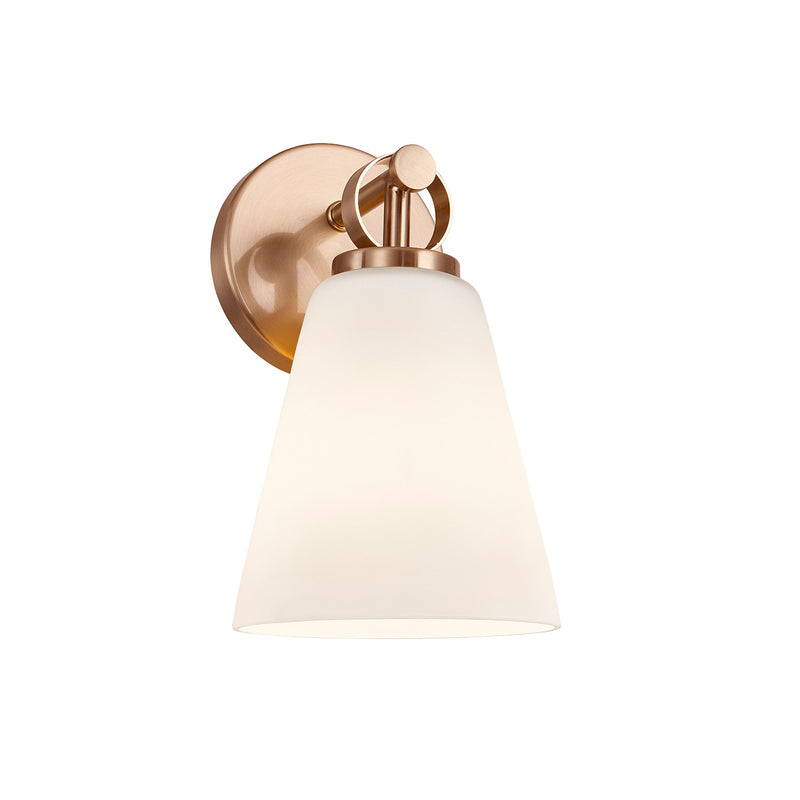 Justice Designs FSN-8341-OPAL-BRSS One Light Wall Sconce, Brushed Brass