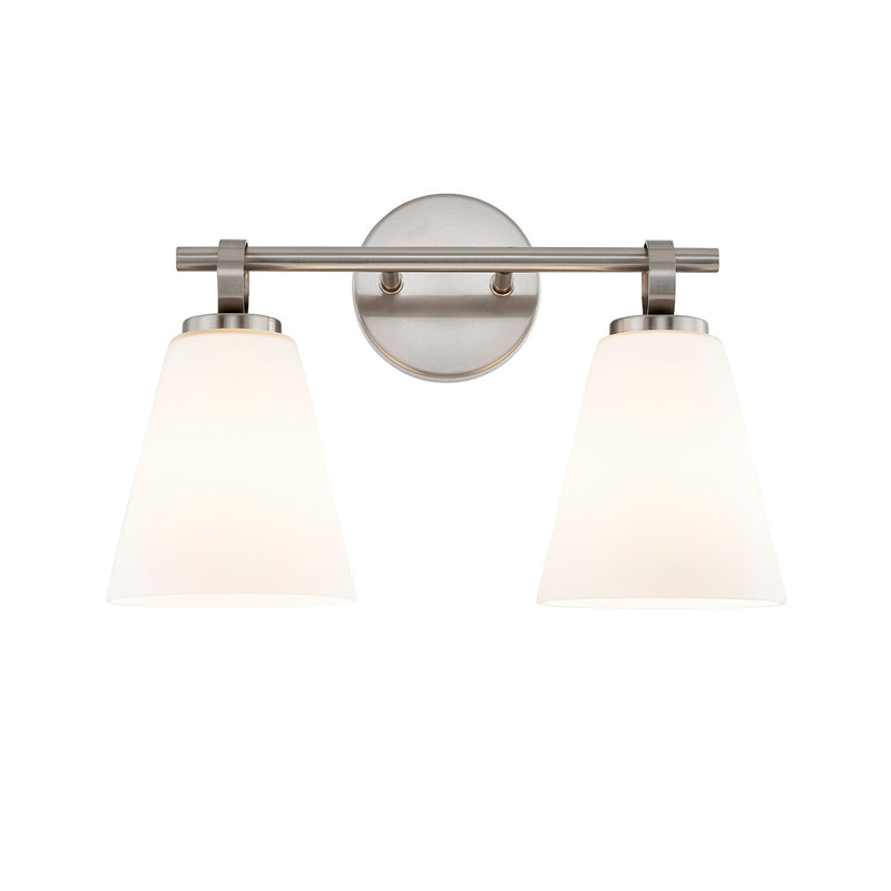 Justice Designs FSN-8342-OPAL-NCKL Two Light Bath Bar, Brushed Nickel