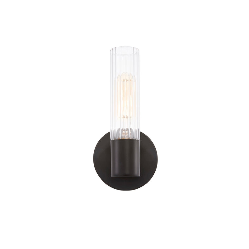 Justice Designs FSN-8351-CLFT-MBLK One Light Wall Sconce, Matte Black