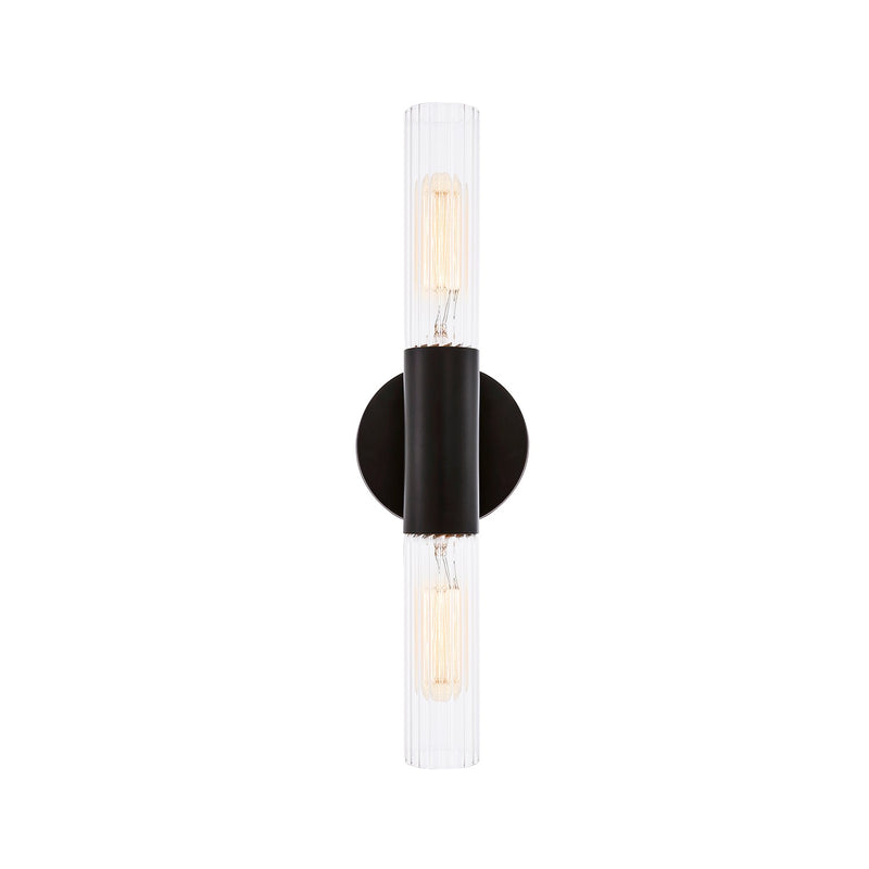 Justice Designs FSN-8352-CLFT-MBLK Two Light Wall Sconce, Matte Black