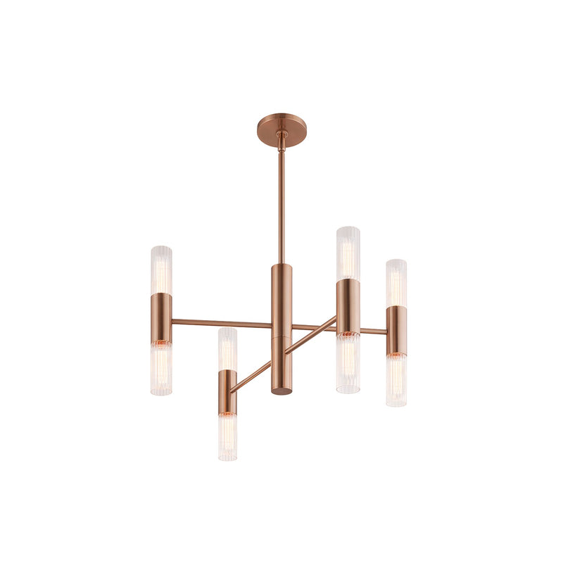 Justice Designs FSN-8353-CLFT-BRSS Eight Light Chandelier, Brushed Brass
