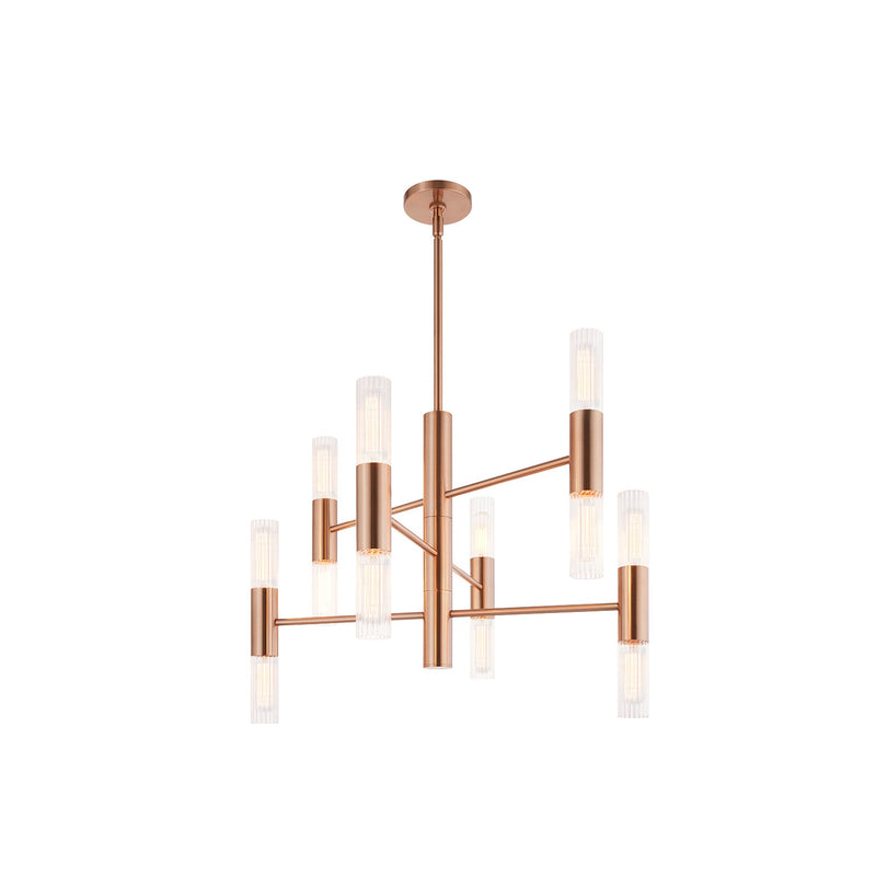 Justice Designs FSN-8354-CLFT-BRSS 12 Light Chandelier, Brushed Brass