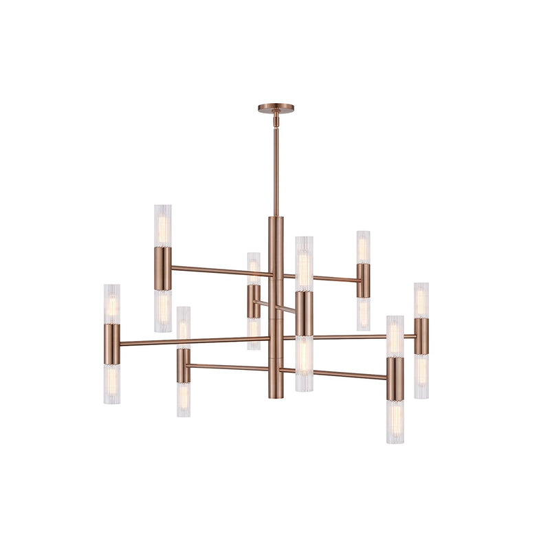 Justice Designs FSN-8355-CLFT-BRSS 16 Light Chandelier, Brushed Brass