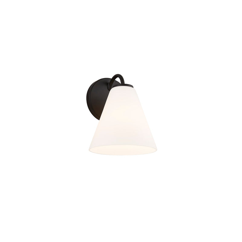Justice Designs FSN-8361-OPAL-MBLK One Light Wall Sconce, Matte Black